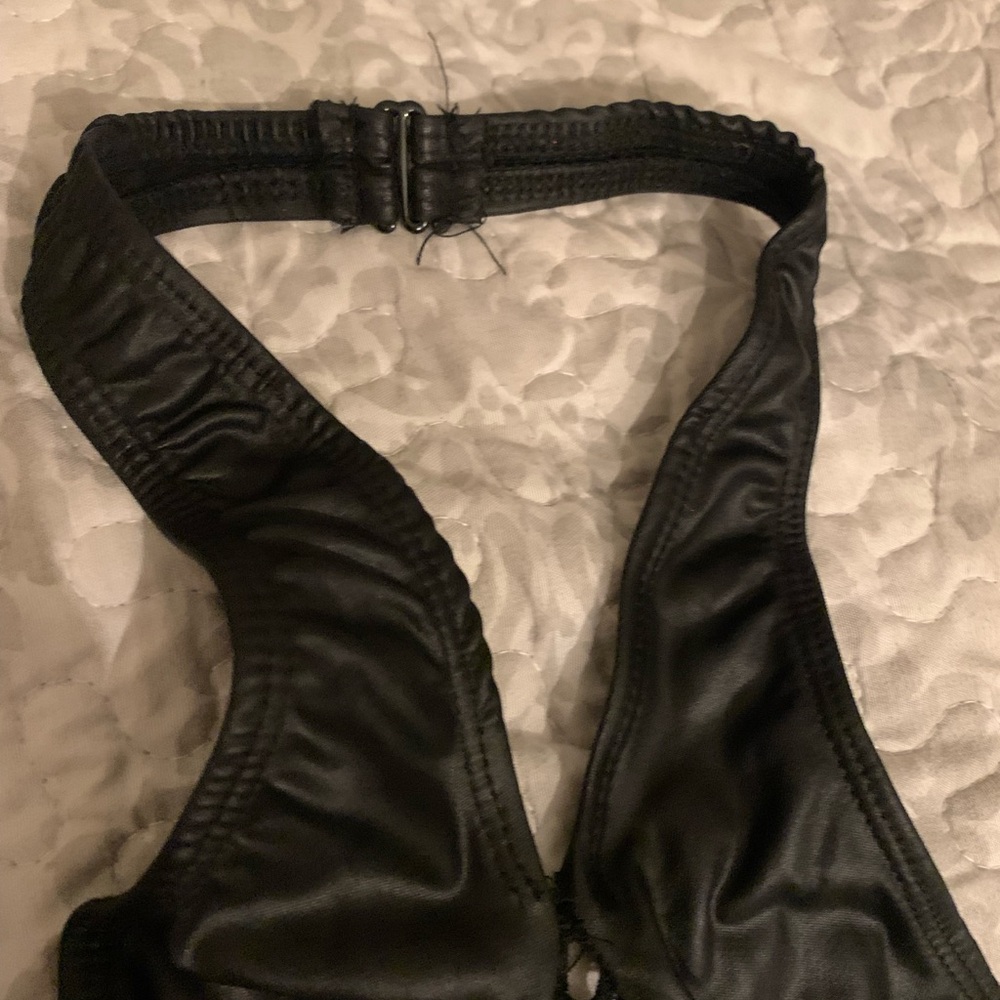 Black Mesh Halter Jumpsuit Cat Costume - Picture 3 of 7